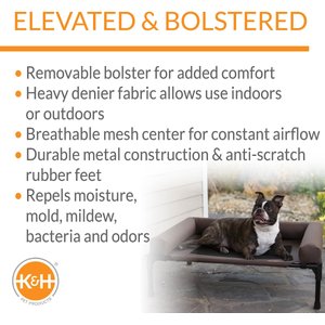 K&H Pet Products Original Bolster Pet Cot Elevated Dog Bed, Chocolate, Medium