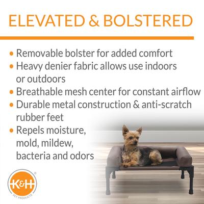 Show full view: K&H Pet Products Outdoor Original Bolster Pet Cot Elevated Dog Bed, Chocolate, Small slide 3 of 12