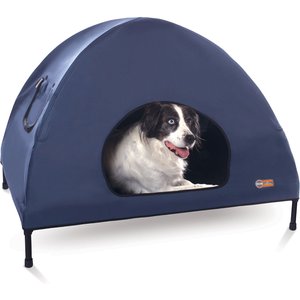 K&H Pet Products Original Indoor/Outdoor Covered Elevated Dog Bed, Navy Blue, Large