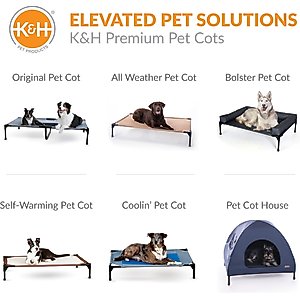 K&H Pet Products Original Indoor/Outdoor Covered Elevated Dog Bed, Navy Blue, Large