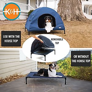 K&H Pet Products Original Indoor/Outdoor Covered Elevated Dog Bed, Navy Blue, Large