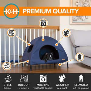 K&H Pet Products Original Indoor/Outdoor Covered Elevated Dog Bed, Navy Blue, Medium