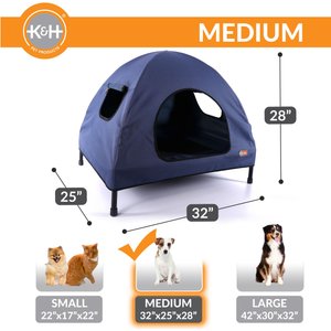 K&H Pet Products Original Indoor/Outdoor Covered Elevated Dog Bed, Navy Blue, Medium