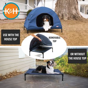 K&H Pet Products Original Indoor/Outdoor Covered Elevated Dog Bed, Navy Blue, Medium