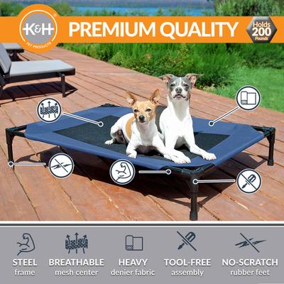Show full view: K&H Pet Products Original Steel Frame Cot Outdoor Elevated Dog Bed, Blue/Black, Medium slide 4 of 14