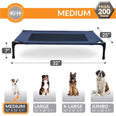 Show full view: K&H Pet Products Original Steel Frame Cot Outdoor Elevated Dog Bed, Blue/Black, Medium slide 5 of 14