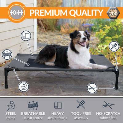 Show full view: K&H Pet Products Original Steel Frame Cot Outdoor Elevated Dog Bed, Charcoal/Black, Large slide 3 of 13
