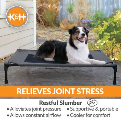 Show full view: K&H Pet Products Original Steel Frame Cot Outdoor Elevated Dog Bed, Charcoal/Black, Large slide 6 of 13