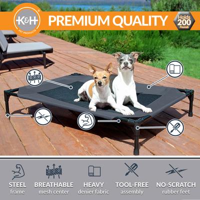 Show full view: K&H Pet Products Original Steel Frame Cot Outdoor Elevated Dog Bed, Charcoal/Black, Medium slide 3 of 13
