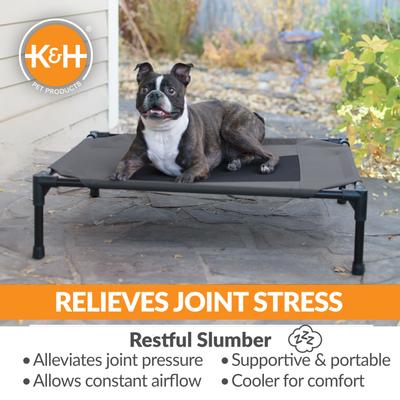 Show full view: K&H Pet Products Original Steel Frame Cot Outdoor Elevated Dog Bed, Charcoal/Black, Medium slide 6 of 13