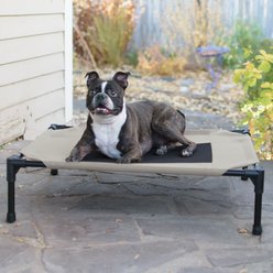 K&H Pet Products Original Steel Frame Cot Outdoor Elevated Dog Bed, Taupe/Black, Medium