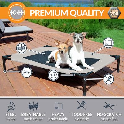 Show full view: K&H Pet Products Original Steel Frame Cot Outdoor Elevated Dog Bed, Taupe/Black, Medium slide 3 of 13