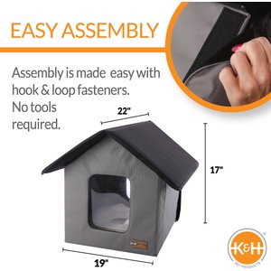 K&H Pet Products Outdoor Heated Kitty House Cat Shelter, Gray/Black