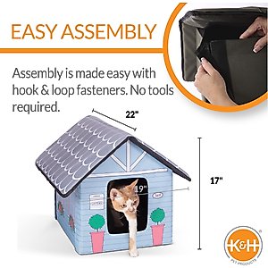 K&H Pet Products Outdoor Unheated Kitty House Cat Shelter, Cottage