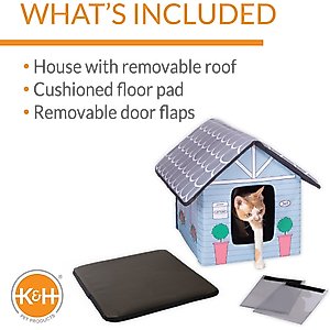K&H Pet Products Outdoor Unheated Kitty House Cat Shelter, Cottage
