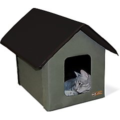 K&H Pet Products Outdoor Unheated Kitty House Cat Shelter, Olive/Black