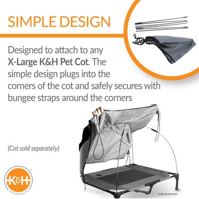 Show full view: K&H Pet Products Pool & Bath, X-Large + Cot Canopy for Elevated Dog Bed, X-Large slide 8 of 10