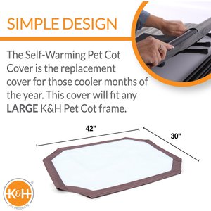 K&H Pet Products Self-Warming Cot Cover for Elevated Dog Bed, Large