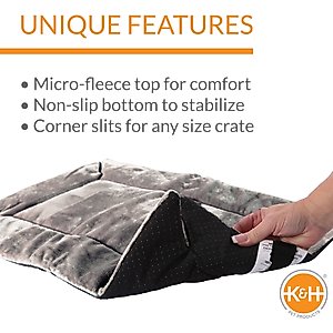 K&H Pet Products Self-Warming Dog Crate Pad, Gray, 14 x 22 in