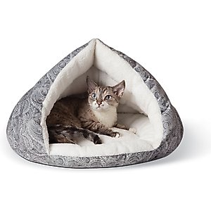 K&H Pet Products Self-Warming Hut Dog & Cat Bed, Gray, Small