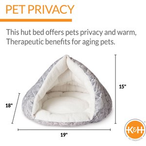 K&H Pet Products Self-Warming Hut Dog & Cat Bed, Gray, Small