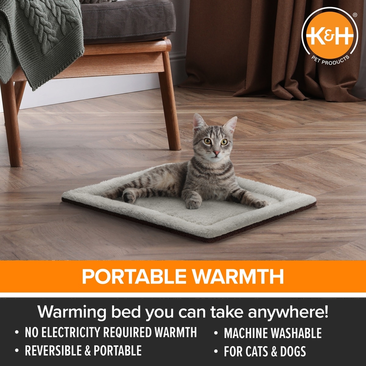 warm support 起毛ケット　160㎝×200㎝ K&H Thermo-Snuggle Cup Heated Cat Bed - Bomber Chocolate