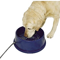 K&H Pet Products Thermal-Bowl Outdoor Heated Cat & Dog Water Bowl, Blue, 96-oz