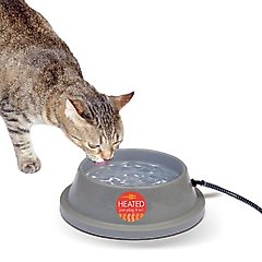 K&H Pet Products Thermal-Bowl Outdoor Heated Cat & Dog Water Bowl, Slate Gray, 32-oz