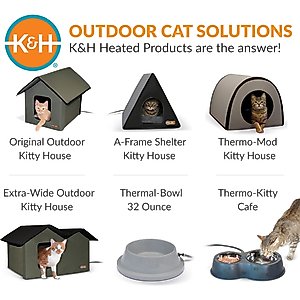 K&H Pet Products Thermal-Bowl Outdoor Heated Cat & Dog Water Bowl, Slate Gray, 32-oz