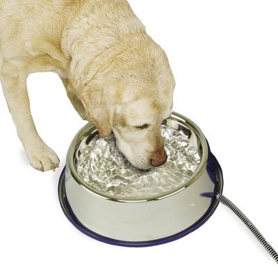Show full view: K&H Pet Products Thermal-Bowl Outdoor Heated Cat & Dog Water Bowl, Stainless Steel, 120-oz slide 1 of 13