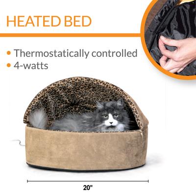 Show full view: K&H Pet Products Thermo-Kitty Bed Deluxe Indoor Heated Cat Bed, Tan/Leopard, Large slide 3 of 14