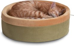 K&H Pet Products Thermo-Kitty Bed Indoor Heated Cat Bed, Sage, Large