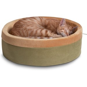 K&H Pet Products Thermo-Kitty Bed Indoor Heated Cat Bed, Sage, Large