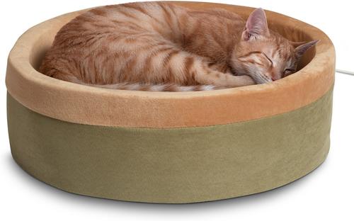 Show full view: K&H Pet Products Thermo-Kitty Bed Indoor Heated Cat Bed, Sage, Large slide 1 of 14