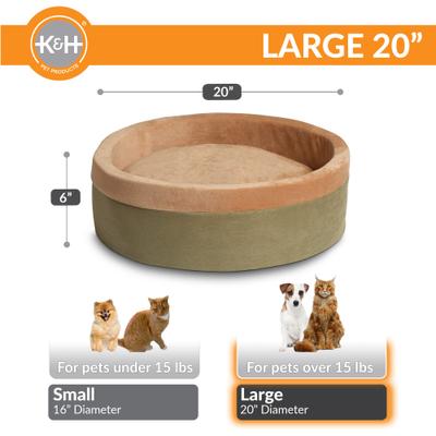 Show full view: K&H Pet Products Thermo-Kitty Bed Indoor Heated Cat Bed, Sage, Large slide 3 of 14