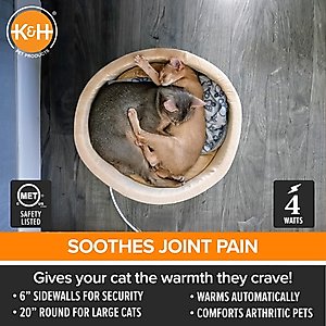 K&H Pet Products Thermo-Kitty Bed Indoor Heated Cat Bed, Sage, Large