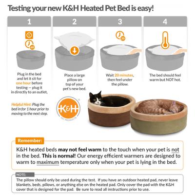 Show full view: K&H Pet Products Thermo-Kitty Bed Indoor Heated Cat Bed, Sage, Large slide 7 of 14