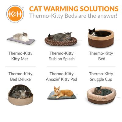 Show full view: K&H Pet Products Thermo-Kitty Bed Indoor Heated Cat Bed, Sage, Large slide 8 of 14