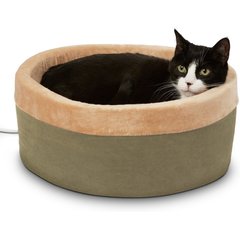 K&H Pet Products Thermo-Kitty Bed Indoor Heated Cat Bed, Sage, Small