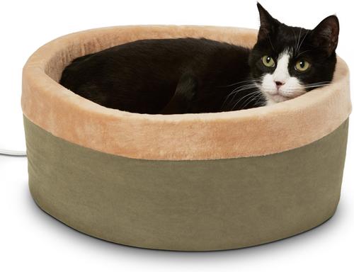 Show full view: K&H Pet Products Thermo-Kitty Bed Indoor Heated Cat Bed, Sage, Small slide 1 of 14