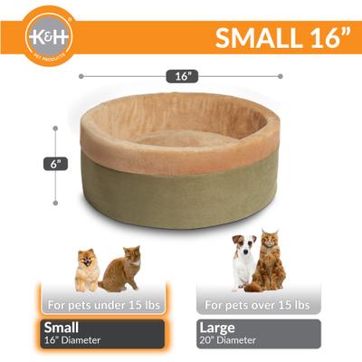 Show full view: K&H Pet Products Thermo-Kitty Bed Indoor Heated Cat Bed, Sage, Small slide 3 of 14