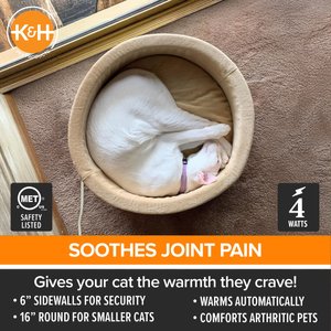 K&H Pet Products Thermo-Kitty Bed Indoor Heated Cat Bed, Sage, Small