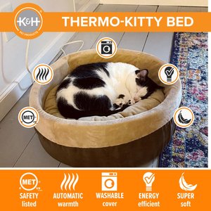 K&H Pet Products Thermo-Kitty Cat Bed, Mocha, Large