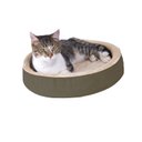 K&H Pet Products Thermo-Kitty Cuddle Up Indoor Heated Bolster Cat Bed, Mocha