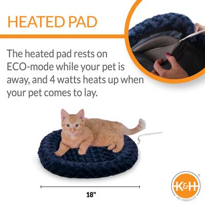 Show full view: K&H Pet Products Thermo-Kitty Fashion Splash Indoor Heated Cat Bed, Medium, Blue slide 3 of 12