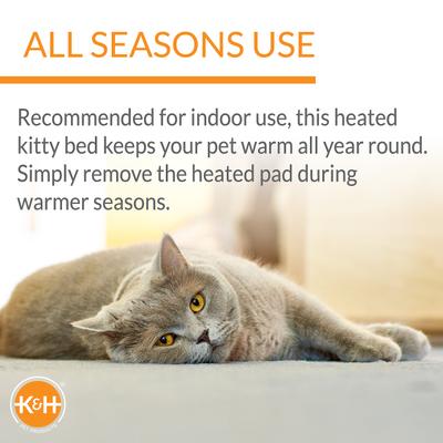 Show full view: K&H Pet Products Thermo-Kitty Fashion Splash Indoor Heated Cat Bed, Medium, Blue slide 4 of 12