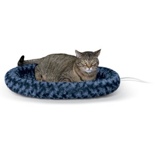 K&H Pet Products Thermo-Kitty Fashion Splash Indoor Heated Cat Bed, Large, Blue