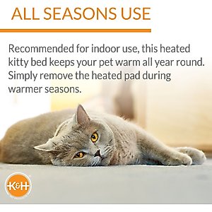 K&H Pet Products Thermo-Kitty Fashion Splash Indoor Heated Cat Bed, Large, Blue