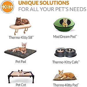 K&H Pet Products Thermo-Kitty Fashion Splash Indoor Heated Cat Bed, Large, Blue