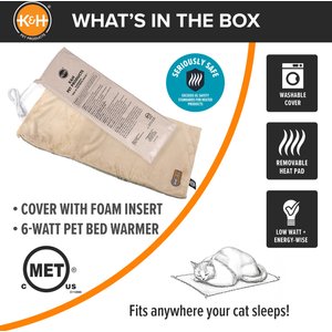 K&H Pet Products Thermo-Kitty Mat Heated Cat Bed, Sage/Tan 